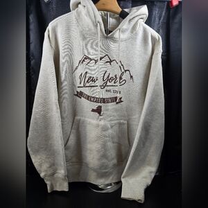 State of Mine New York Beige Graphic Hoodie – Size Large